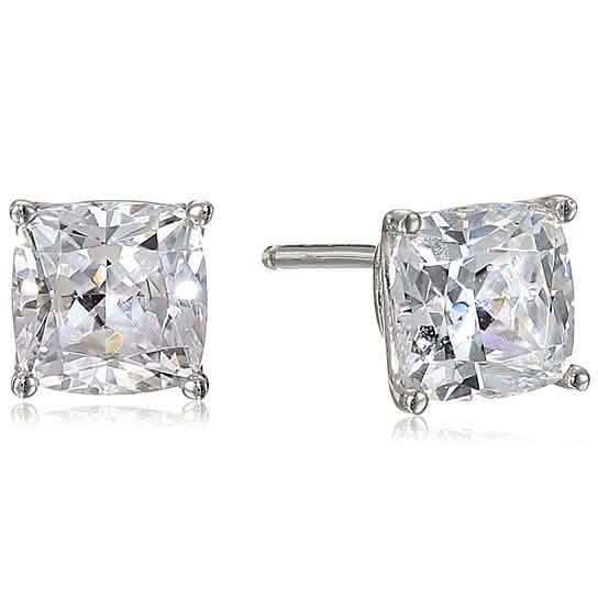 Solid Sterling Silver Cushion Cut Studs Earrings by DailySale