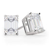 Solid Sterling Silver Emerald Cut Studs
