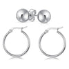 Solid Sterling Silver Hoop And Ball Set