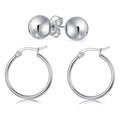 Solid Sterling Silver Hoop And Ball Set by DailySale