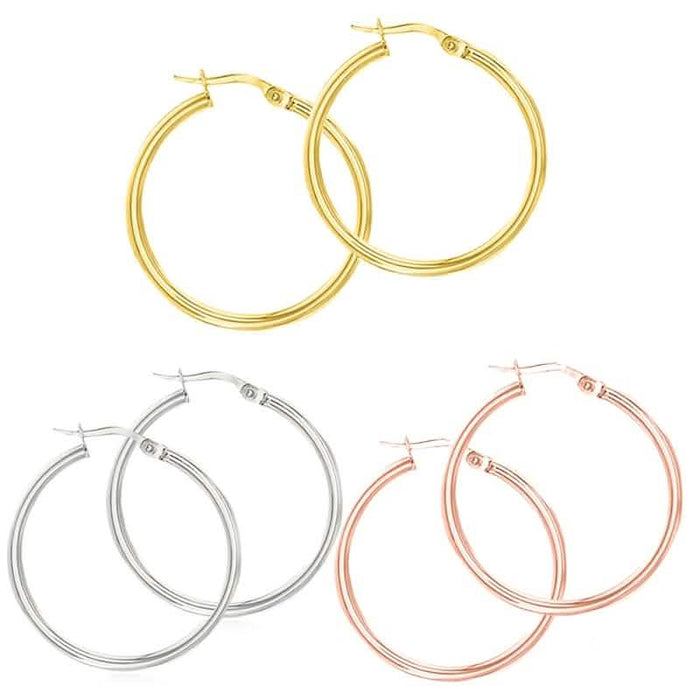 Solid Sterling Silver Plain French Lock Hoops by DailySale