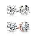 Solid Sterling Silver Round Crystal Studs by DailySale