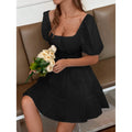 Solid Tie Back Flounce Hem Dress by DailySale