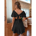 Solid Tie Back Flounce Hem Dress by DailySale