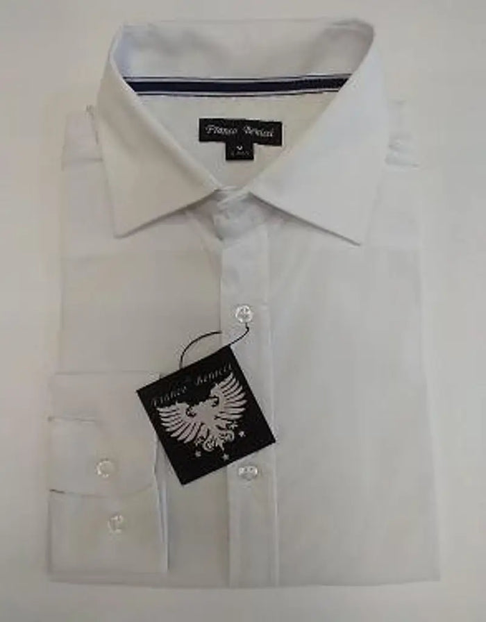 Solid White Men's Long Sleeves Dress Shirt by Boutique 23