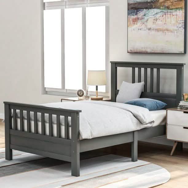 Solid Wood Platform Bed and Kids Room Headboard by DailySale