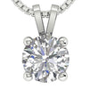 Solitaire Pendant I2 H 1.03 Ct Round Cut Diamond Four Prong Set 14K White Gold