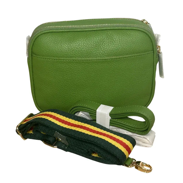 Sophia Full-Grain Leather Crossbody Bag – Double-Zip Travel & Everyday Purse by MiamiLeathers.com