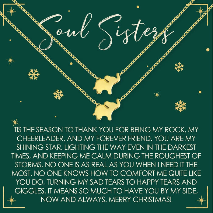 Soul Sisters Christmas Elephant Necklace Set by Dear Ava