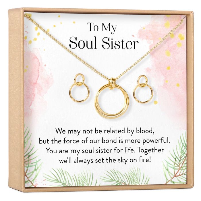 Soul Sisters Linked Circles Earring and Necklace Jewelry Set by Dear Ava