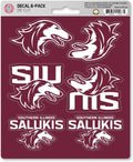 Southern Illinois University Salukis 6-Piece Decal Sticker Set, 5x6 Inch Sheet, Gift for football fans for any hard surfaces around home, automotive, personal items by Fielders Choice