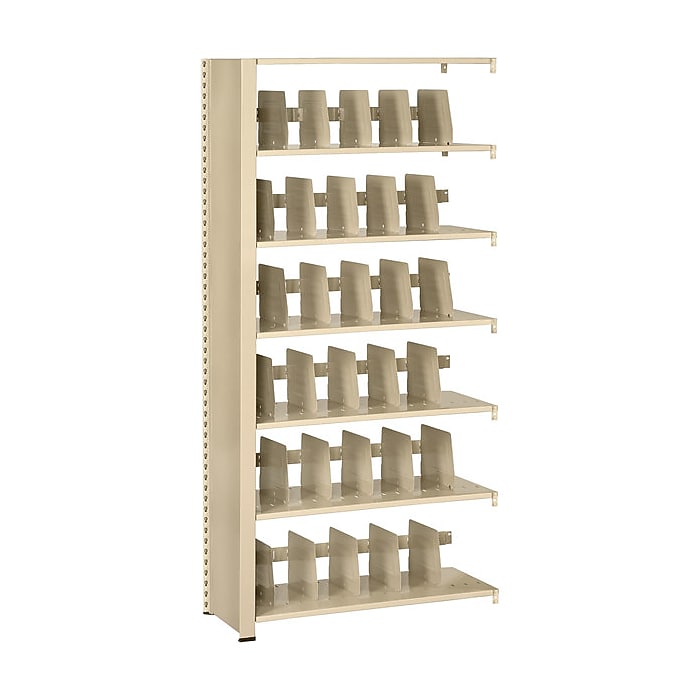 Tennsco Snap-Together Six-Shelf Closed Add-On, Steel, 36w x 12d x 76h, Sand