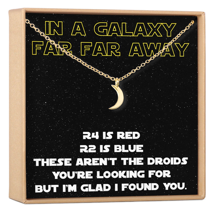 Space and Galaxy Crescent Moon Pendant Necklace by Dear Ava