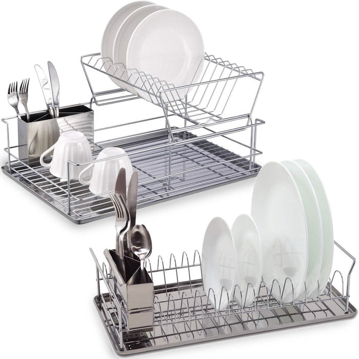 Space Saving Stainless Steel Chrome Dish Rack - Assorted Styles by DailySale