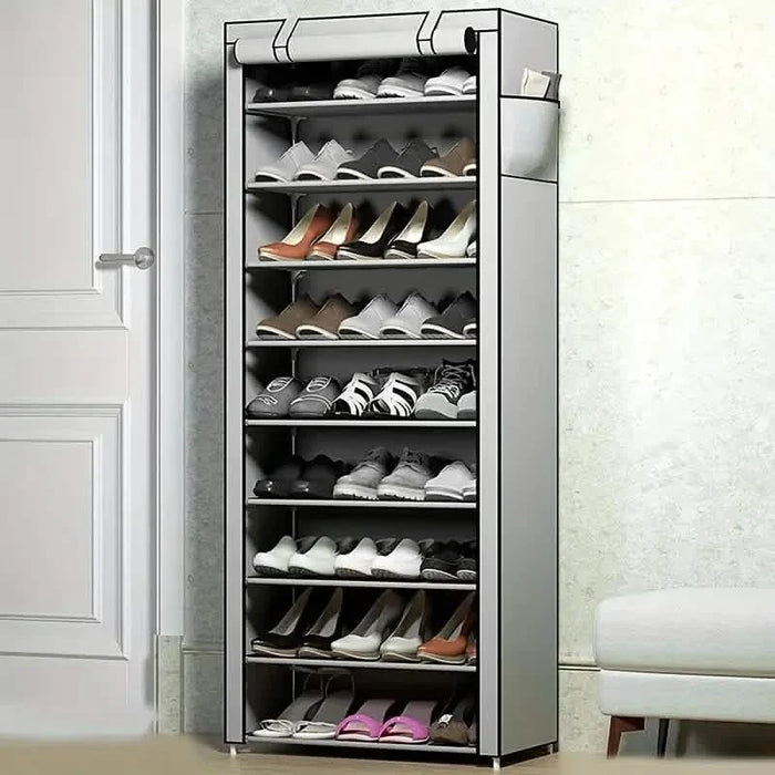 Spacious 9-Grid Non-Woven Fabric Alloy Structure Wardrobe with Dust Cover by DailySale