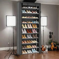 Spacious 9-Grid Non-Woven Fabric Alloy Structure Wardrobe with Dust Cover by DailySale