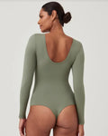 SPANX Suit Yourself Long Sleeve Scoop Neck Bodysuit - Dusty Olive by Boutique 23
