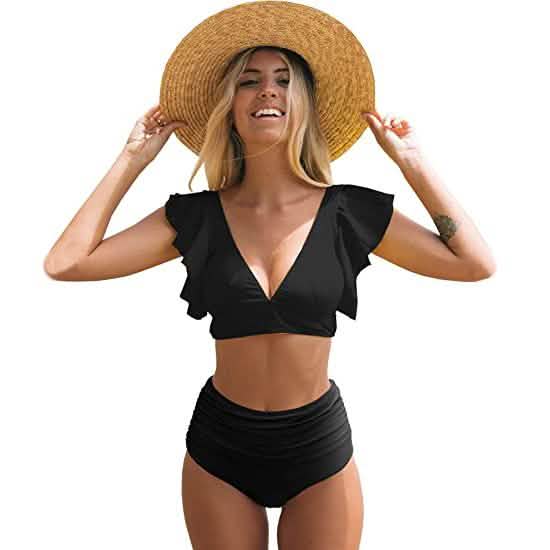 Sporlike Women Ruffle High Waist Swimsuit by DailySale
