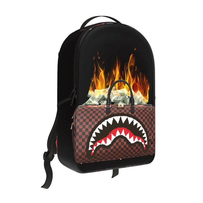 Sprayground Bag Of Money On Fire Backpack B7675 by I-Max Fashions