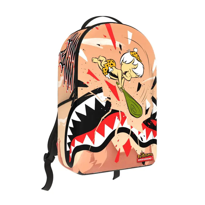 Sprayground Flintstones BammBamm Destroying Shark DLXR Backpack B7326 by I-Max Fashions