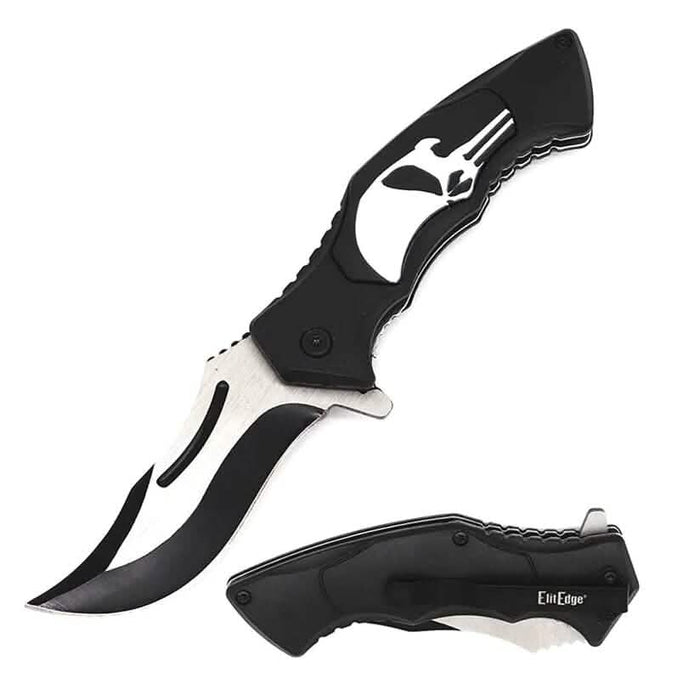 Spring Assisted Punisher Skull Knife by DailySale