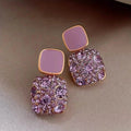 Square Shape Full Shiny Rhinestone Decor Dangle Earrings by DailySale