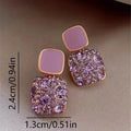 Square Shape Full Shiny Rhinestone Decor Dangle Earrings by DailySale