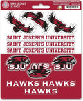 St Joseph University Hawks 12-Piece Mini Decal Sticker Set, 5x6 Inch Sheet, Gift for football fans for any hard surfaces around home, automotive, personal items by Fielders Choice