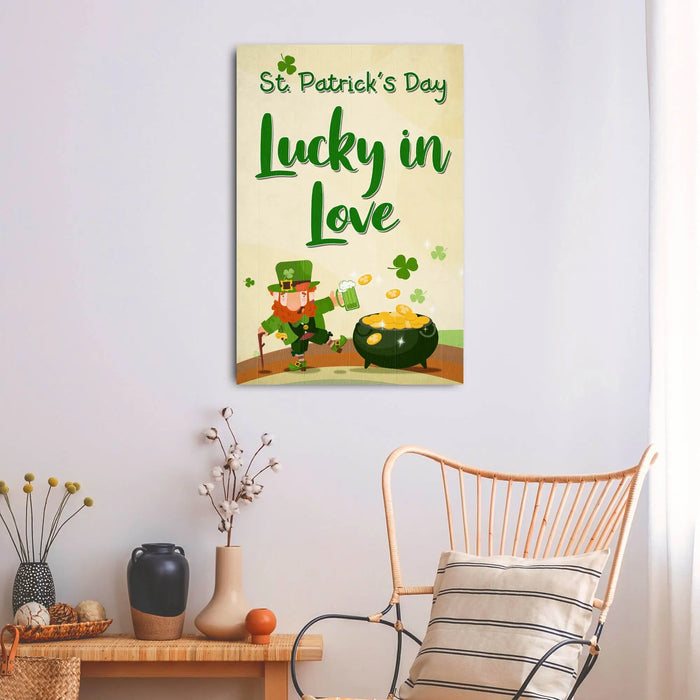St. Patrick's Day Lucky In Love Sign by Tailored Canvases