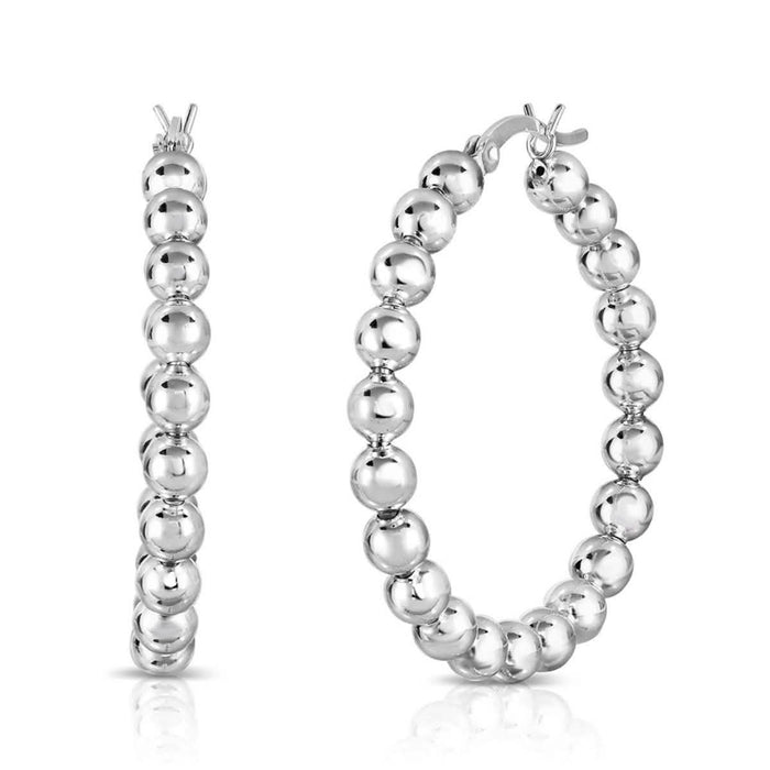 Stainless Steel Bead Ball Hoop Earrings by DailySale