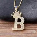 Stainless Steel Gold Overlay Hip Hop Crown A-Z Letters Necklace for Men and Women by DailySale