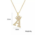 Stainless Steel Gold Overlay Hip Hop Crown A-Z Letters Necklace for Men and Women by DailySale