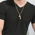 Stainless Steel Gold Overlay Hip Hop Crown A-Z Letters Necklace for Men and Women by DailySale