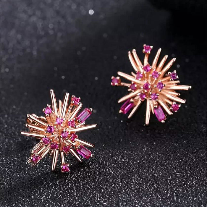Starburst Swarovski Crystal Stud Earring in 18K Rose Gold by DailySale