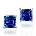 Sterling Silver 1.6 Created Sapphire Square Shape Stud Earring by DailySale