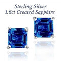Sterling Silver 1.6 Created Sapphire Square Shape Stud Earring by DailySale