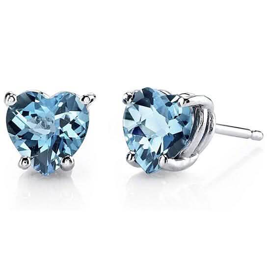 Sterling Silver 2.00 CTTW Blue Topaz Heart Studs by DailySale