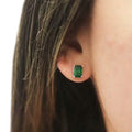Sterling Silver 2.00 CTTW Emerald Cut Green Emerald Stud Earrings by DailySale