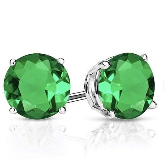 Sterling Silver 2.00 CTTW Emerald Stud Earrings by DailySale