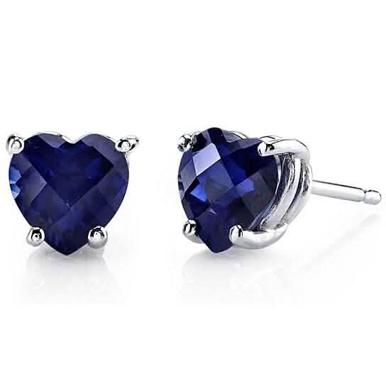 Sterling Silver 2.00 CTTW Sapphire Heart Studs by DailySale