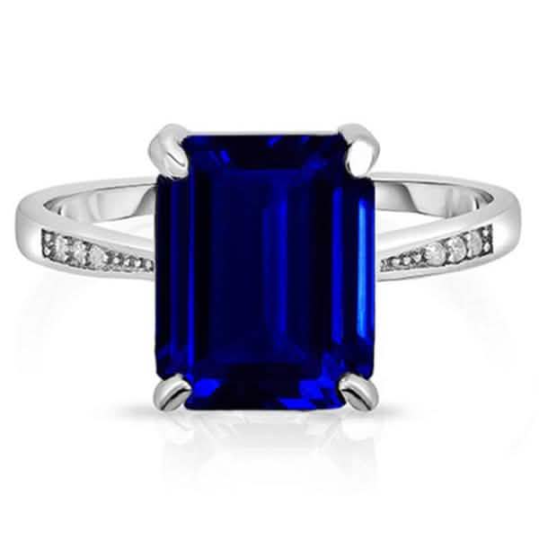 Sterling Silver 4.00 CTW Emerald Cut Genuine Sapphire Ring by DailySale