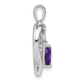 Sterling Silver Amethyst Diamond Heart Pendant by Fine Color Jewels