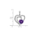 Sterling Silver Amethyst Diamond Heart Pendant by Fine Color Jewels