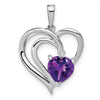 Sterling Silver Amethyst Diamond Heart Pendant