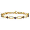 Sterling Silver and Genuine Red Garnet Paper Clip Bracelet