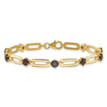 Sterling Silver and Genuine Red Garnet Paper Clip Bracelet by Fine Color Jewels