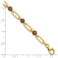 Sterling Silver and Genuine Red Garnet Paper Clip Bracelet by Fine Color Jewels