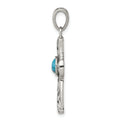 Sterling Silver Antiqued Recon Turquoise Cross Pendant by Fine Color Jewels