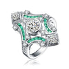 Sterling Silver Baguette and Round Cubic Zirconia Modern Ring