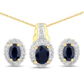 Sterling Silver Black Blue Sapphire Jewelry Set by Fine Color Jewels